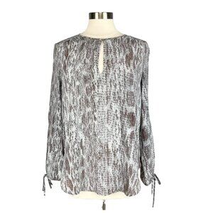 Acrobat Womens Gray Silk Snake Print Blouse Long Split Sleeves size Medium